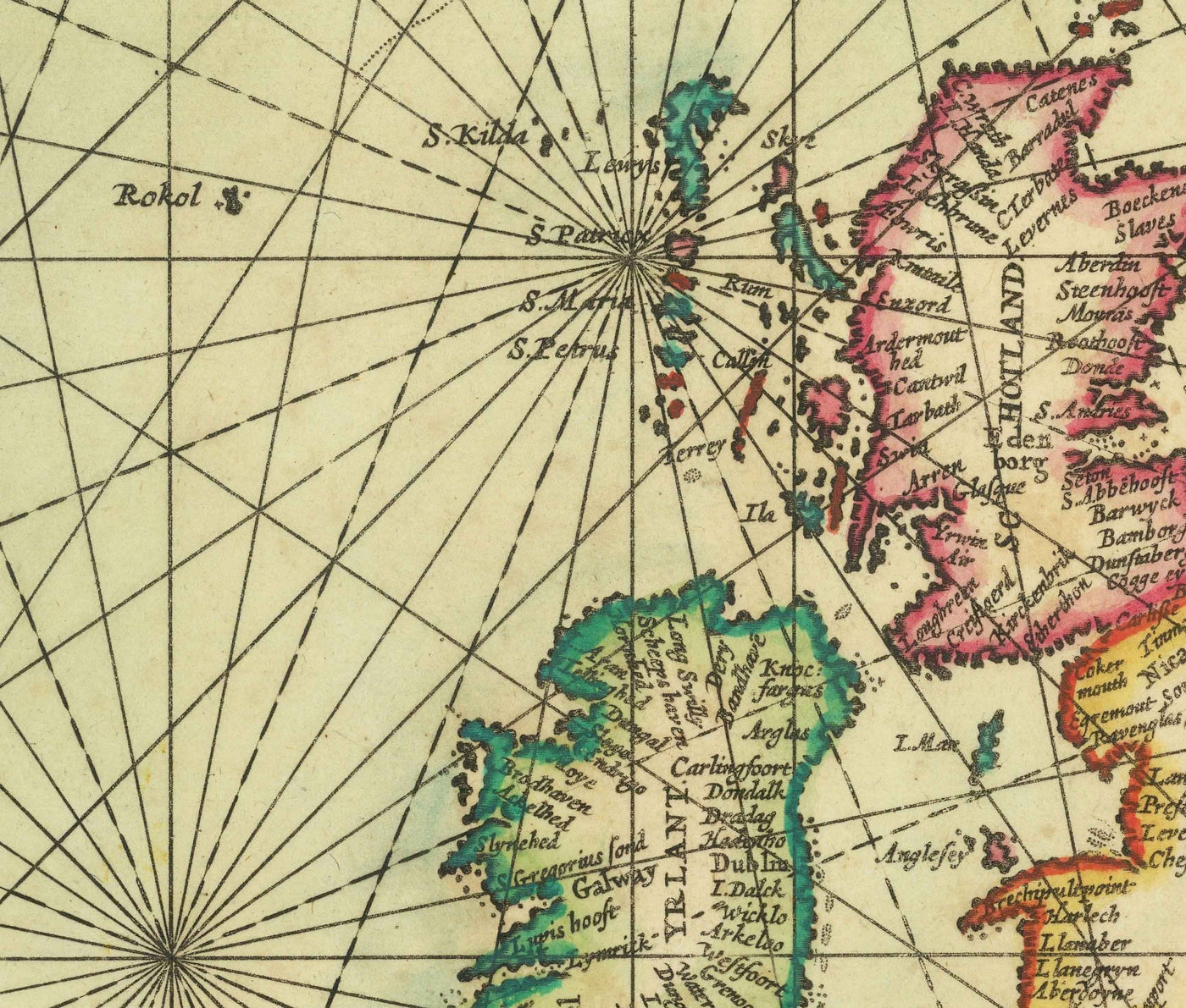 Ancienne carte du Groenland, de l'Islande et de la mer du Nord, 1661 par van Loon - Carte d'exploration viking
