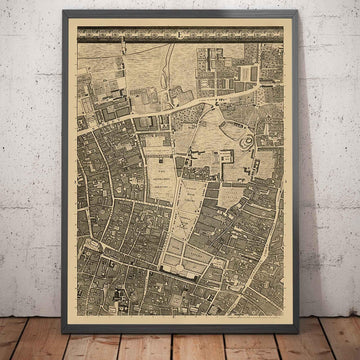 Old Map of London by John Rocque, 1746, E1 - Old Street, Finsbury, Moorgate, Barbican, St Lukes, Liverpool St