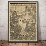 Mappa antica di Londra di John Rocque, 1746, E1 - Old Street, Finsbury, Moorgate, Barbican, St Lukes, Liverpool St 
