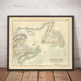 Antica mappa di Terranova, Nuova Scozia e Nuovo Brunswick, 1872 di Fullarton - Canada, Colonia della Britannia del Nord America 
