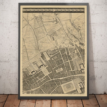 Old Map of London by John Rocque, 1746, C1 - Holborn, Russell & Bloomsbury Square, Lincoln&