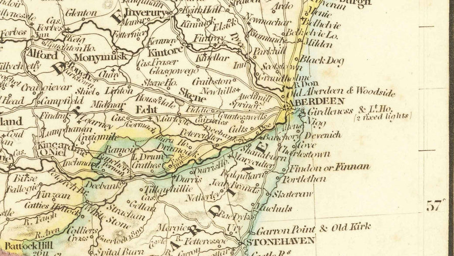 Alte Karte von Schottland, 1846 von Arrowsmith - Wunderschöner handkolorierter viktorianischer Atlas - Grafschaften, Städte, Straßen 