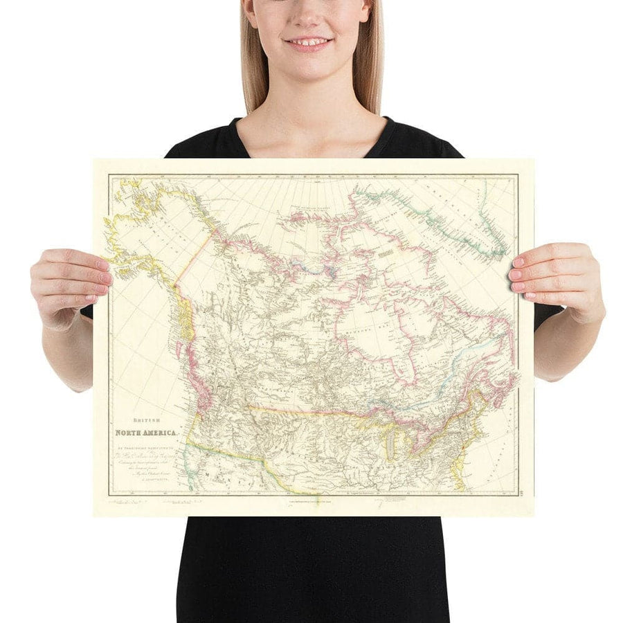 Ancienne carte du Canada, 1840 par Arrowsmith - États-Unis, Amérique russe, Haut et Bas-Canada, Amérique du Nord britannique, Autochtones et peuples indigènes