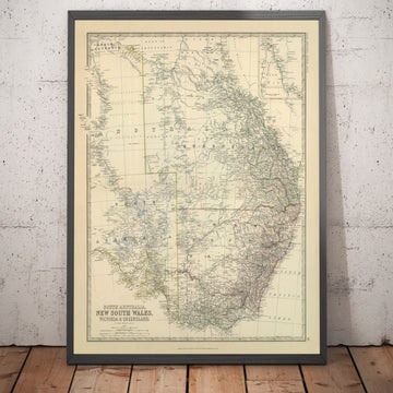 Mapa antiguo de Australia Oriental, 1879 - Colonias británicas de NSW, Victoria, Queensland y Sur - Gran Barrera de Coral 