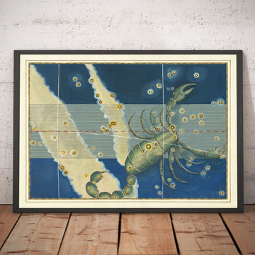 Antiguo mapa estelar de Escorpio, 1603 por Johann Bayer - Carta astrológica del zodiaco - El signo del horóscopo Escorpión