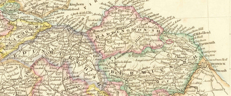 Alte Karte von Schottland, 1846 von Arrowsmith - Wunderschöner handkolorierter viktorianischer Atlas - Grafschaften, Städte, Straßen 