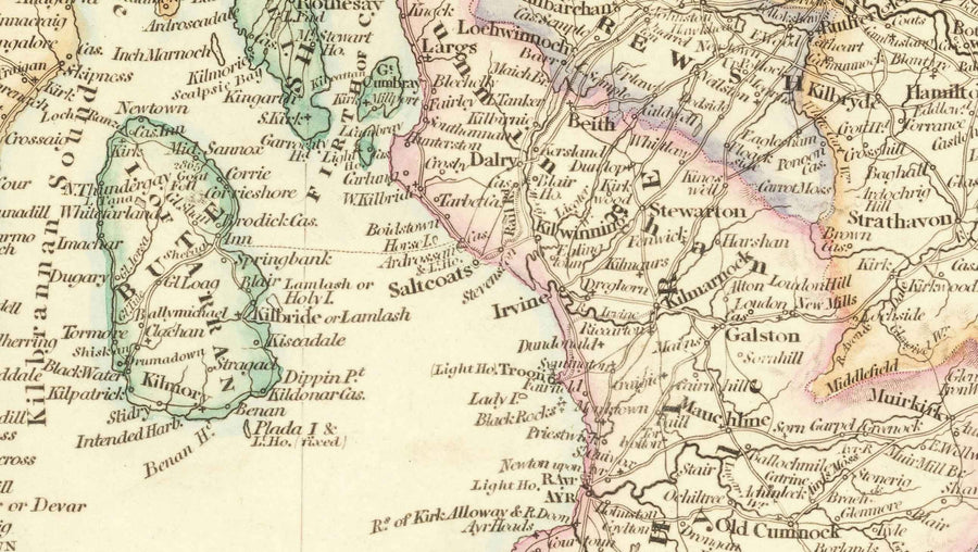 Alte Karte von Schottland, 1846 von Arrowsmith - Wunderschöner handkolorierter viktorianischer Atlas - Grafschaften, Städte, Straßen 