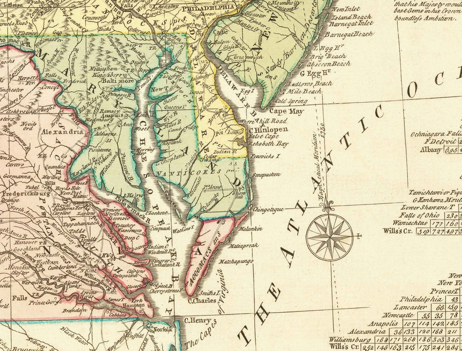 Ancienne carte des colonies britanniques en Amérique 1755 par Evans & Bowles - Colonies européennes et indigènes, États-Unis avant l&