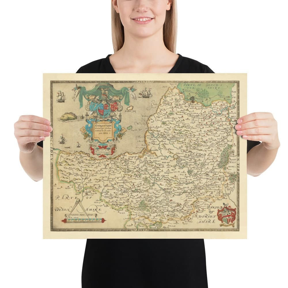 Rare Old Map of Somerset, 1575 by Saxton - Bath, Bristol, West Country –  The Unique Maps Co.