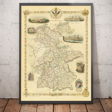 Mappa Antica della Germania, 1851 - Pre-Unificazione, Pre-Reich Germania, Sacro Romano Impero, Stati, Ducati 