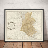 Old Map of Ukraine, 1770 - Kiev Governate, Empire russe - Kremenchuk, Poltava, Cherkasy, Chernihiv, Cities, War