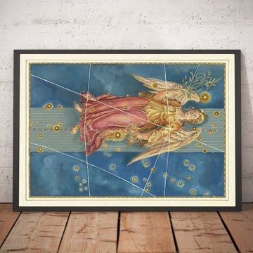 Old Star Map of Virgo, 1603 par Johann Bayer - Zodiac Astrology Chart - The Maiden Horoscope Sign