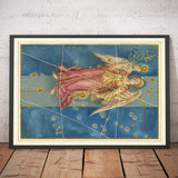 Old Star Map of Virgo, 1603 par Johann Bayer - Zodiac Astrology Chart - The Maiden Horoscope Sign