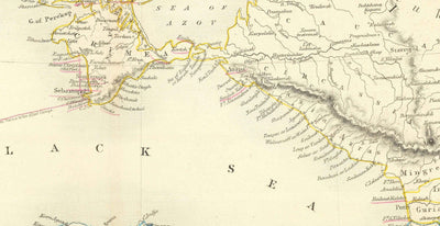 Alte Karte des Schwarzen Meeres, 1854 - Krimkrieg, Russland, Ukraine, Europa, Osmanisches Reich, Türkei, Balkan, Griechenland