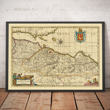 Alte Karte von Lothian & Edinburgh, 1690 - Queensferry, Linlithgow, Firth of Forth, Haddington, Dalkeith, Loanhead 