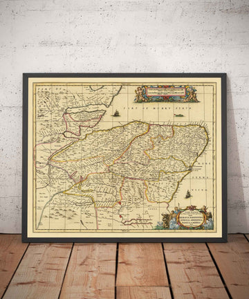 Mappa antica di Aberdeen, Inverness, Moray e Angus, 1690 - Dundee, Perth, Fraserburgh, Loch Ness, Highlands scozzesi 