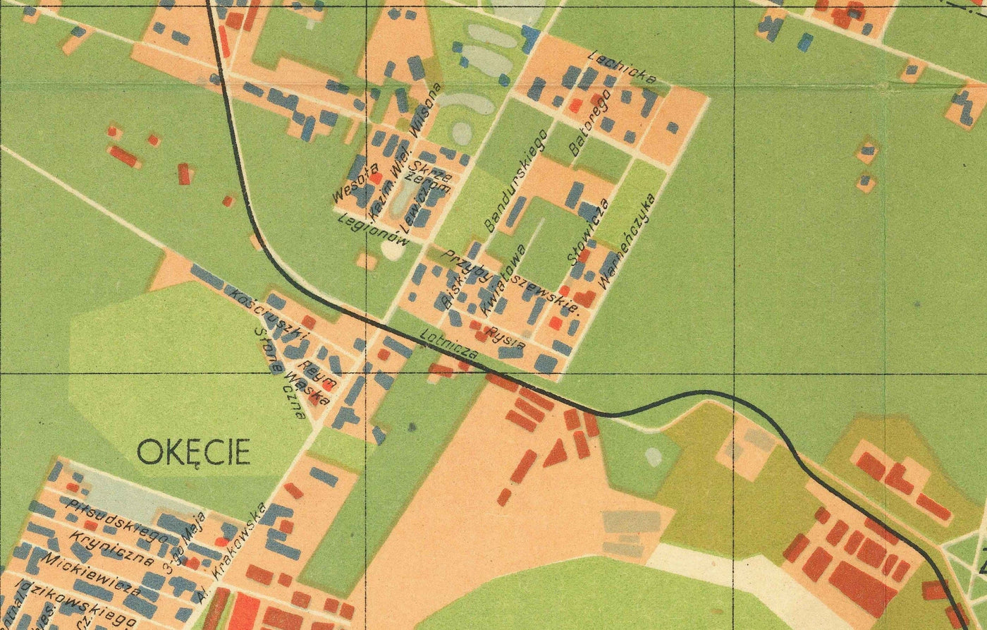 Old Map of the Nazi Destruction of Varsovie, 1949 - Cente censuré Soviétique WW2 - Old Town, Ghetto, Muranow, Praga