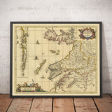 Old Map of Inner & Outer Hebrides, Mull and Skye, 1690 - Lochaber, Uist, Harris, Barra, Islands, Lochs