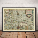 Mapa de las Islas Old Spice del Sudeste Asiático, 1598 por Wolfe - Indias Orientales Neerlandesas - Indonesia, Filipinas, Singapur, Borneo, Monstruos Marinos 
