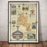 Old Map of Oxfordshire by Ernest Clegg, 1947 - Oxford University, Blenheim Palace, Churchill, Bicester, Banbury