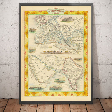 Mappa della vecchia rotta postale: Europa in India, 1851 - Commercio terrestre dell&