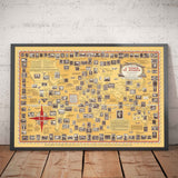 Old Stamp Map of the World, 1947 by E. Chase - Historical Post Office Atlas, Landmarks, Penny Black