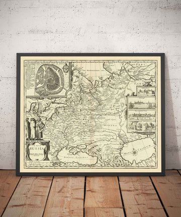Old Map of Russia, 1676 by John Speed - Peter the Great&