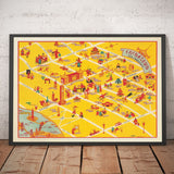 Ancienne carte du quartier chinois de San Francisco, 1939 - Grant Avenue, Stockton, Clay, Washington Street, St. Mary's Square