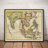Alte Karte von Indien und Südostasien, 1676 von John Speed - Pakistan, Thailand, China, Indonesien, Taiwan 
