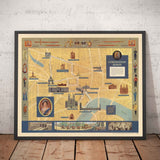 Ancienne carte picturale du couronnement de la reine à Londres, 1953 par Crosley - SM Elizabeth II, Famille royale, Westminster