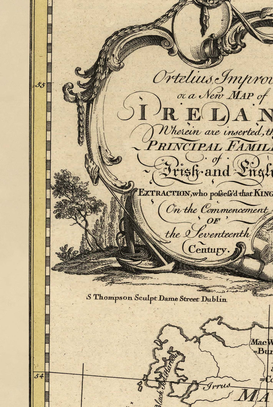 Alte Karte der Familiennamen Irlands, 1795 - O&