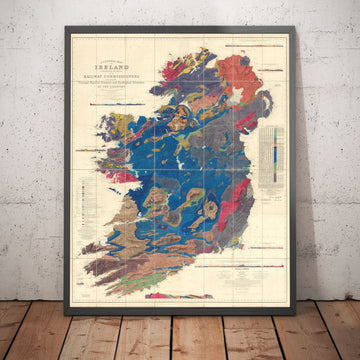 Large Old Geological Map of Ireland, 1837 by Richard John Griffith for the Railway Commissioners