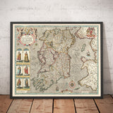 Viejo mapa de Irlanda, Éireann 1611 de John Speed ​​- Hermoso mapa antiguo de la vendimia