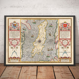 Antica mappa dell'Isola di Man, 1611 di John Speed - Douglas, Castletown, Peel, Ramsey 