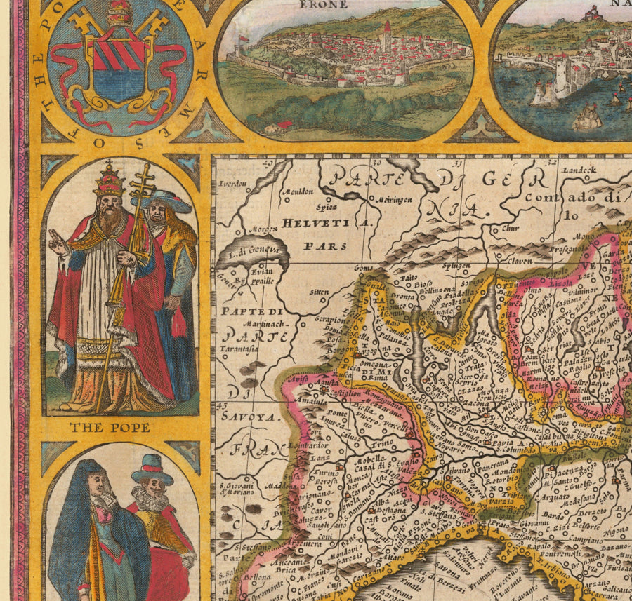 Antica mappa colorata a mano dell&