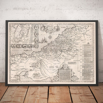 Ancienne carte de Canaan, Israël, en 1627 par John Speed ​​- Jérusalem, Levant, Palestine, Moyen-Orient - Moses & Bible