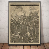 Ancienne carte de Londres, 1746 par John Rocque, D1 - Holborn, Clerkenwell, Farringdon, Barbican, Westminster, Ville de Londres, Marché Smithfield