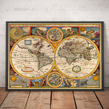 Old World Map from 1651 by John Speed - Rare Colour Vintage Wall Art