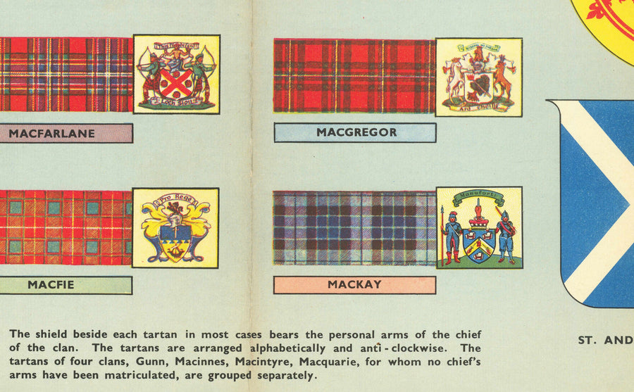 Alte Karte der schottischen Clans und Tartans - Johnstons Highlands & Lowlands Schottische Karte 