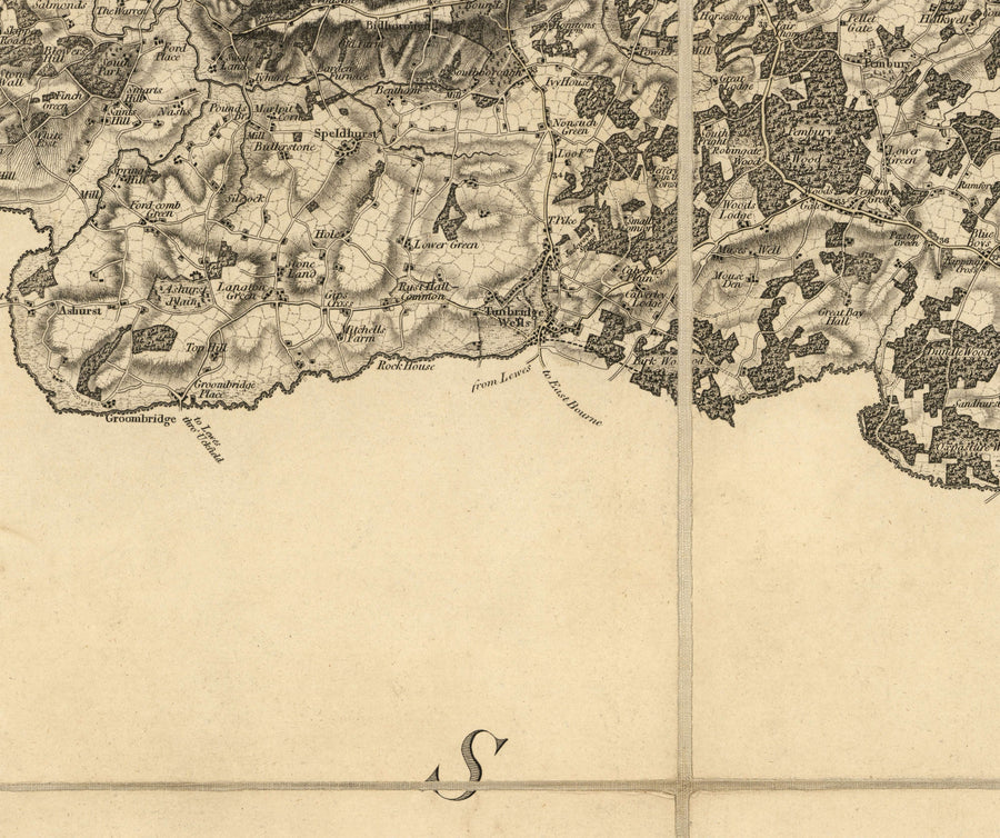 Mapa antiguo raro de Kent, 1809 por Faden & Ordnance Survey - Canterbury, Maidstone, Bromley, Túnbridge, Margate, Lewisham