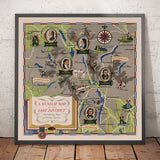 Alte Karte des Lake District, 1950 - Windermere, Derwentwater, Coniston, Lakeland, Keswick, Penrith, Cumbria 