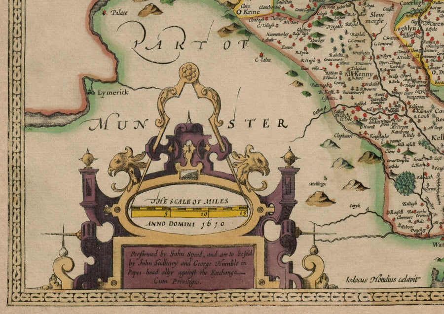 Old Map of Leinster, Ireland in 1611 by John Speed - County Dublin, Kilkenny, Meath