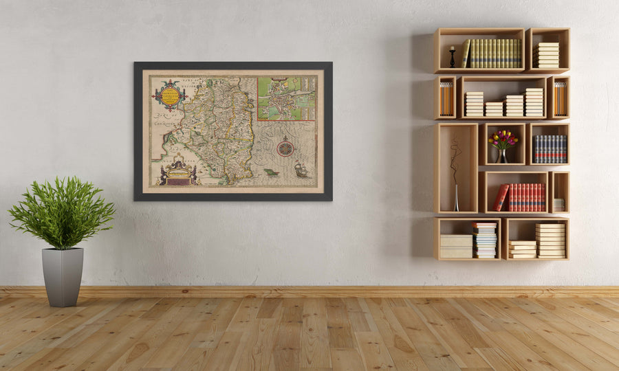 Old Map of Leinster, Ireland in 1611 by John Speed - County Dublin, Kilkenny, Meath