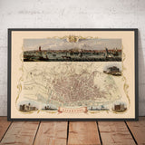 Alte Farbkarte von Liverpool von Tallis & Rapkin, 1851 - Docks, Mersey, Stadtzentrum 