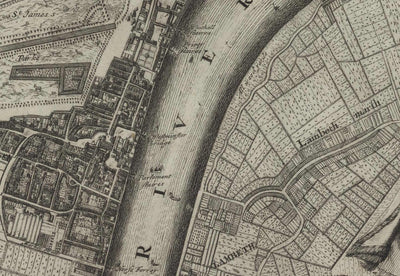 Raro mapa antiguo de Londres en 1690 por Joannes de Ram