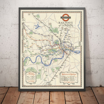 Seltene alte Londoner U-Bahn-Karte, 1928 - Covent Garden, Piccadilly Circus, Central- und District-Linie 
