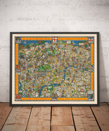 Old Map of London, 1928 by Max Gill - The "Wonderground" Underground Map That Saved The Tube