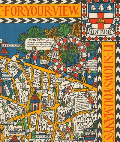 Alte Karte von London, 1928 von Max Gill - Die "Wonderground" -Direktorkarte, die die Röhre gerettet hat