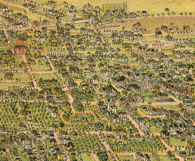 Old Vögel SEug-Karte von Los Angeles 1894 von BW Pierce - Downtown, Historic Südland La, Pico, Inglewood, Pazifik
