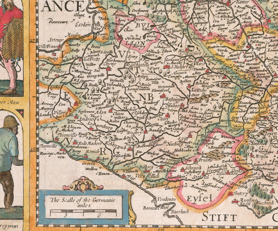 Mappa antica dei Paesi Bassi di John Speed, 1627 - Paesi Bassi, Olanda, Belgio, Lussemburgo, Fiandre, Belgica 